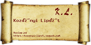 Kozányi Lipót névjegykártya