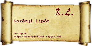 Kozányi Lipót névjegykártya